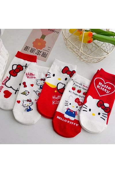 Choice3 34-40size 02 Kawaii Sanrio Hello Kitty socks anime socks Harajuku ship socks five pairs of cartoon c