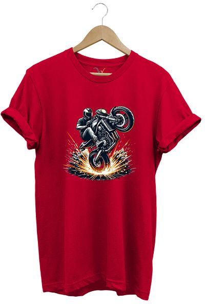 WİDİ Racing Motorcycle Printed Front Lifter Biker 100% Cotton Regular Fit Unisex T-Shirt