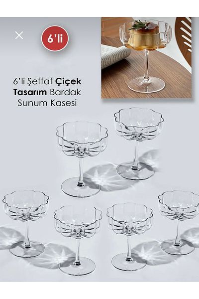 YzHome 6Pcs Glass Flower Shaped Coffee Presentation and Bowl Magnolia Cup and Dessert Magnolia Bowl 250ml