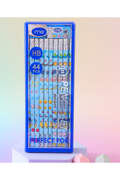 Fab N Funky Kids Pencils with Sharpeners and Erasers, Astronaut Theme, Fun Writing Tools - 48 Pieces