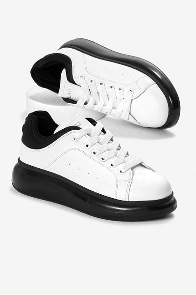 Tonny Black Men's White Black Thick Sole Lace-Up Sports Shoes