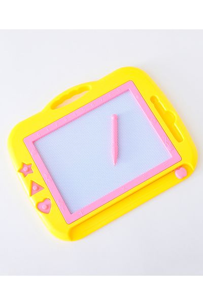 Fab N Funky Kids Writing and Doodle Board with Pen, Eye Friendly, Reusable, Mess-Free - Yellow and Pink