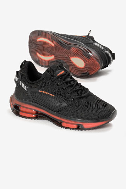 Tonny Black Чоловічі чорні помаранчеві кросівки з амортизуючою підошвою та товстою підошвою