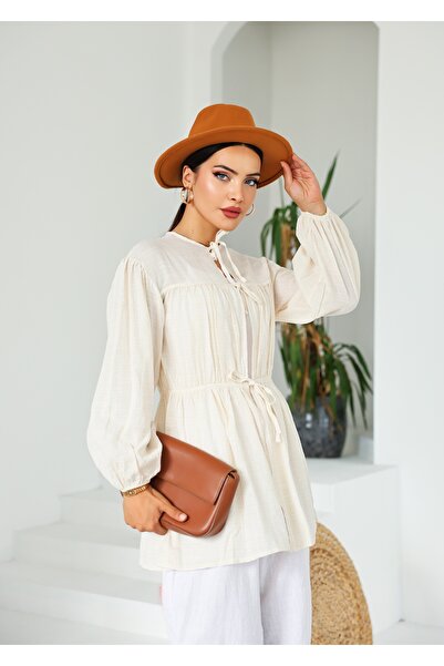 Vegove Ön Büzgülü Uzun Tunik