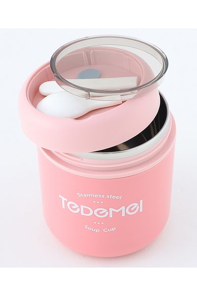 Fab N Funky Kids Stainless Steel Lunch Box and Cup, Durable Build, Compact, Versatile - Pink