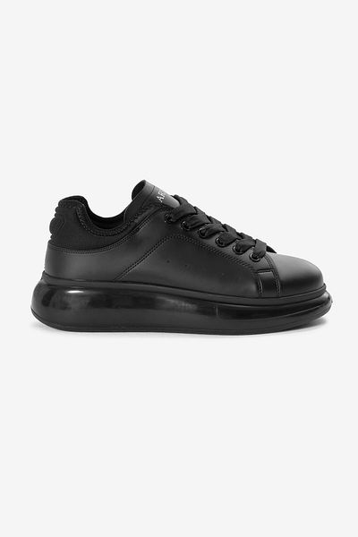 Tonny Black Men's Black Thick Sole Lace-Up Sports Shoes