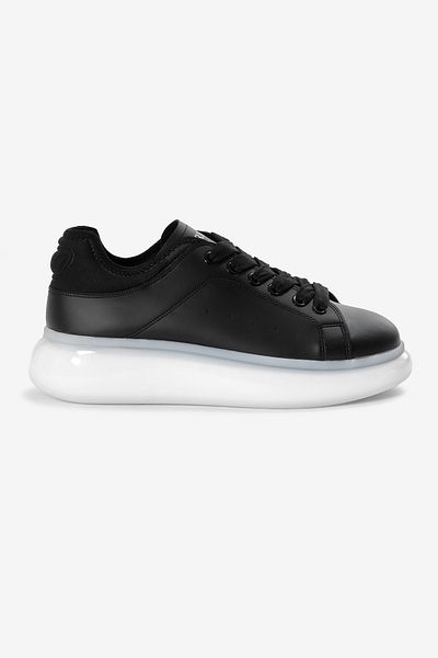 Tonny Black Men's Black White Thick Sole Lace-Up Sports Shoes