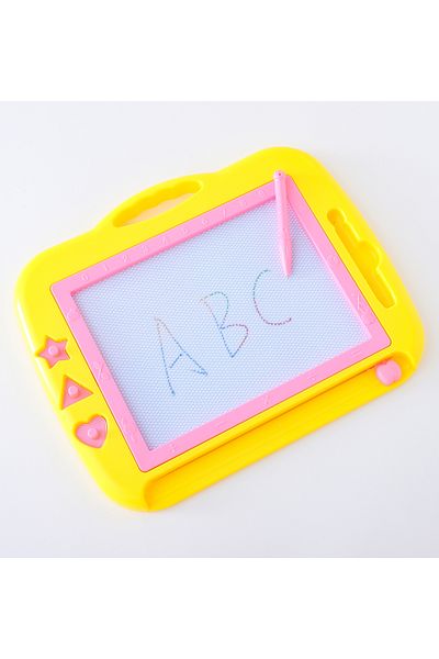 Fab N Funky Kids Writing and Doodle Board with Pen, Eye Friendly, Reusable, Mess-Free - Yellow and Pink