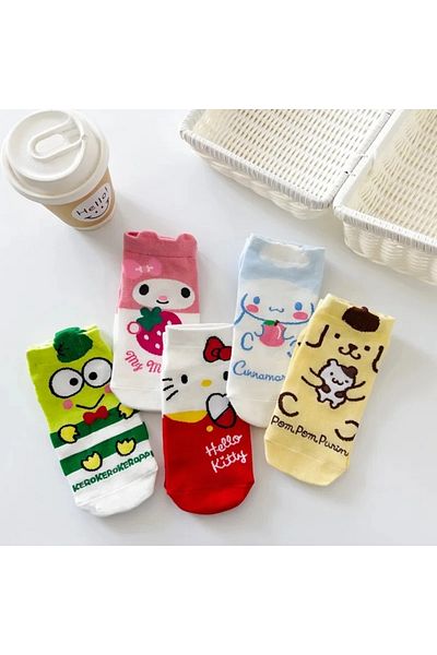 Choice4 34-40size Red Kawaii Sanrio Hello Kitty socks anime socks Harajuku ship socks five pairs of cartoon