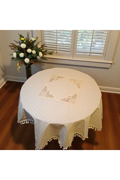 Cotopia Buldan Business Round Tablecloth Hand Lace Basement Area