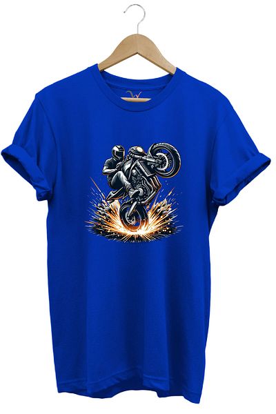 WİDİ Racing Motorcycle Printed Front Lifter Biker 100% Cotton Regular Fit Unisex T-Shirt