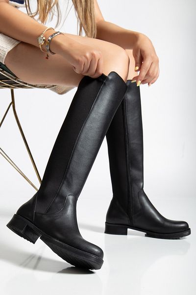 Lolo Life Women's Black Diving Fabric Knee High Boots Thermo Sole
