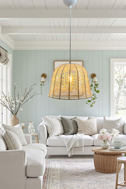 365GUNSERİSONU El İşi Krem İp Örmeli Küre Model Tekli Cafe Restaurant Sarkıt ...