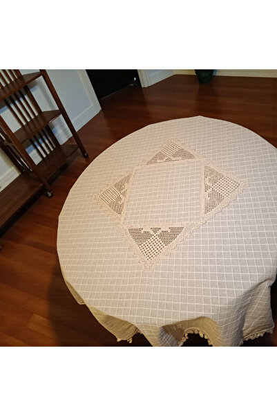 Cotopia Buldan Business Round Tablecloth Hand Lace Basement Area