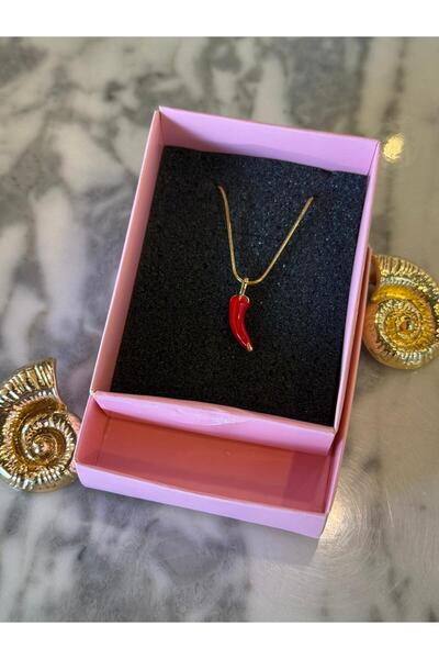youngsem Kırmızı Biber Kolye | Kadın Çelik Kolye