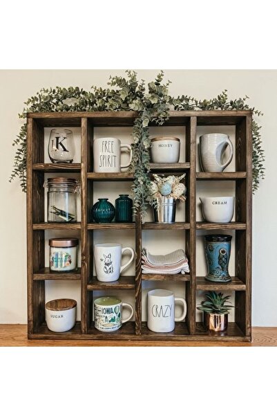 HALL BREATHE Şık Ahşap Kupa Rafı, sıcak ve doğal ahşap tasarımıyla fonksiyone...