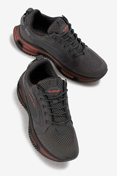 Tonny Black Férfi szürke narancssárga légpárnás vastag talpú kötöttáru sportcipő