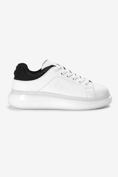 Tonny Black Men's White Thick Sole Lace-Up Sports Shoes
