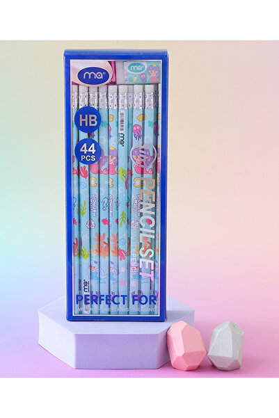 Fab N Funky Kids Pencils with Sharpeners and Erasers, Little Mermaid Theme, Fun Writing Tools - 48 Pieces