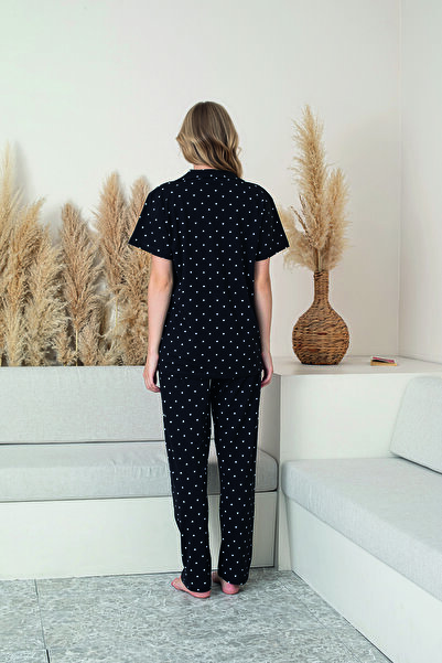 Line Smart Жіночий 100% натуральний бавовняний сорочковий комір з коротким рукавом піжамний комплект