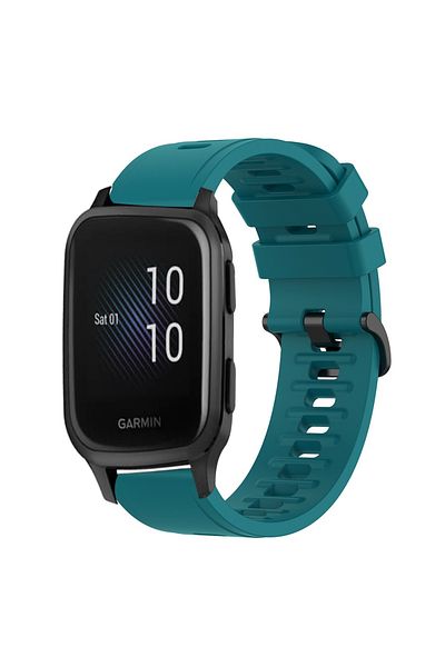 eR D L Silicone strap compatible with Garmin Venu SQ, strap width 20mm, turquoise blue, eR D L