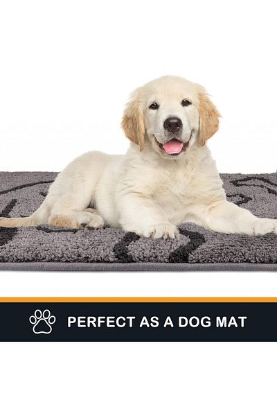 PURRUGS entrance mat, microfiber/TPR, gray, 50 x 80 cm