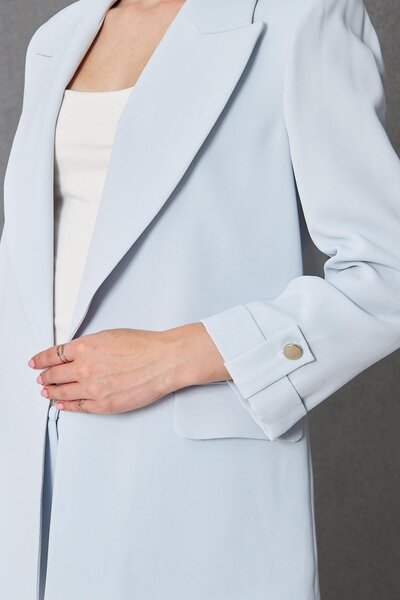 LOVELF Kısa Kol Nikel Düğmeli Krep Takım Bebe Mavi