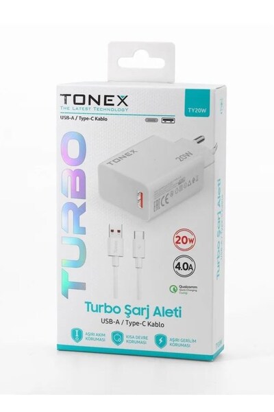 tonex 20W 4.0A Usb To Type-C Turbo Şarj Başlığı+Kablolu Şarj Aleti - TY20W