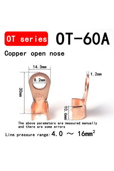 Choice1 50 قطعة 60A 10/50 قطعة طرف OT نحاسي موصل سلك غير معزول أطراف كابل كهر...