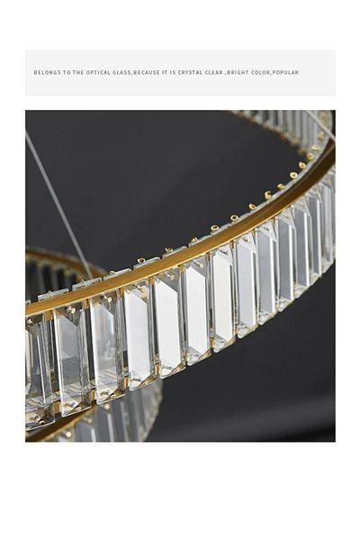 LUXXO Candelabru echipat cu LED, 81W, tricolor, corp aluminiu, decoruri din cristale, 2 cercuri, diametru