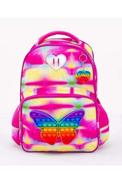 Fab N Funky Butterfly Themed Backpack with Lunch Bag and Pencil Pouch, Pink, 3 Pieces - 18 Inches