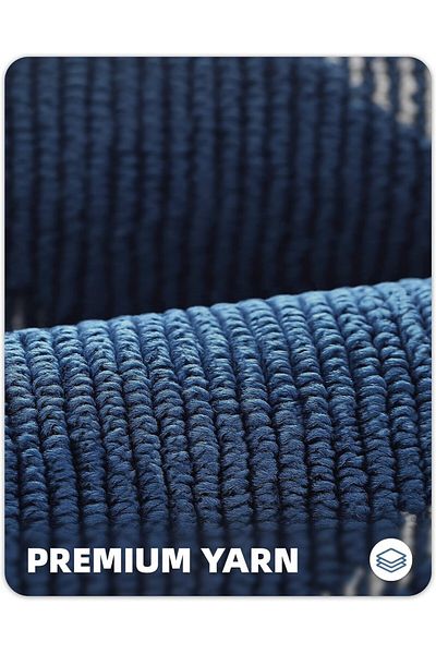 Color Geometry Color G entrance mat, microfiber/TPR, dark blue/white, 55 x 95 cm