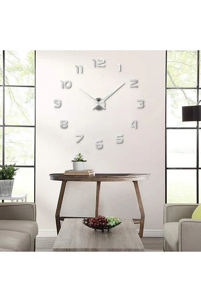 wayfair JULMAN wall clock, metal, silver, 80 cm