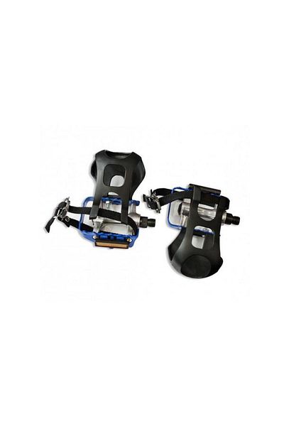Pegas Aluminum Pedals with Plastic Rattrape, 869LC, Steel Frame, Silver/Blue