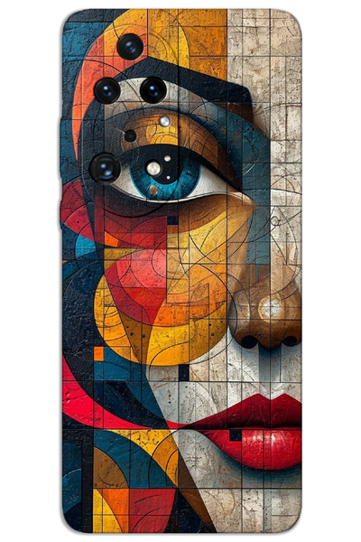 MRCİLETİSİM غطاء خلفي مطبوع بنمط HD لهاتف Huawei P50 Pro - وجه فني