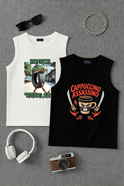 BLITZ ISTANBUL Παιδικό μπλουζάκι με στάμπα Cappuccino Assassino και Boneca Am...