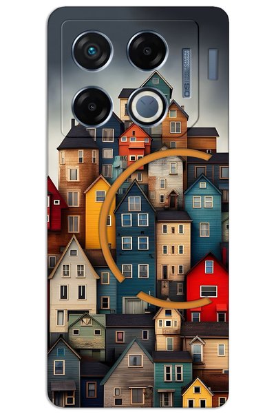 MRCİLETİSİM حافظة Infinix GT 20 Pro ذات غطاء خلفي مطبوع بنمط HD - منازل ملونة
