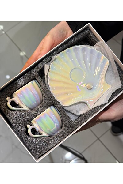 Onedekor 2 Person Porcelain Coffee Cup with Pearls and Pearls