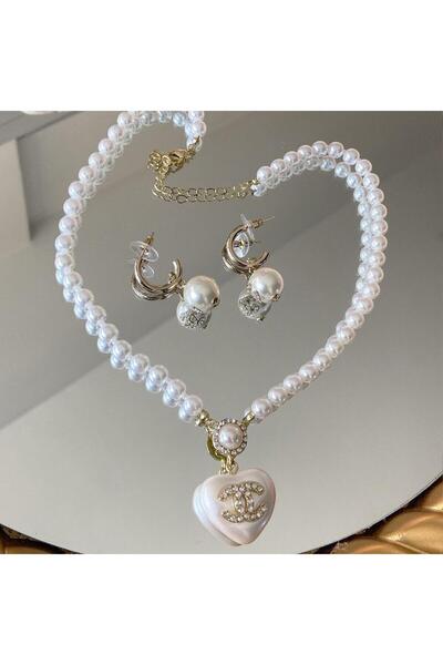 Necati Gün مجموعة الأميرة الذهبية الفولاذية مع لؤلؤة القلب