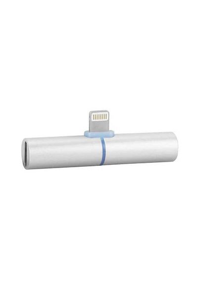 Bibilel Adaptor 2in1 iPhone, iPad, 3,5 mm jack, Lightning, casti si charger, Splitter, Silver