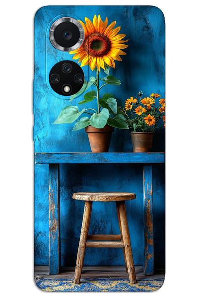 MRCİLETİSİM غطاء خلفي مطبوع بنمط HD لهاتف Huawei Nova 9 - Art Stool Flower