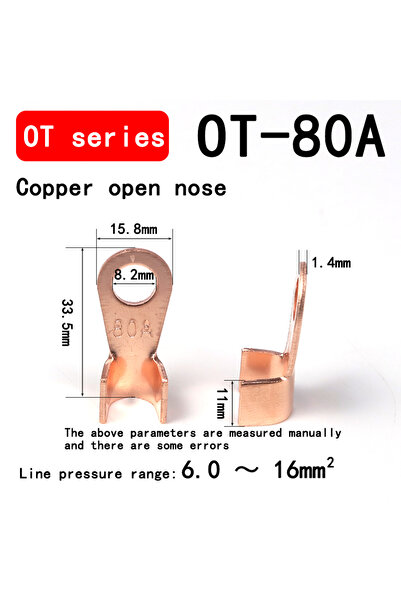 Choice6 10 قطع 80A 10/50 قطعة طرف OT نحاسي موصل سلك غير معزول أطراف كابل كهرب...