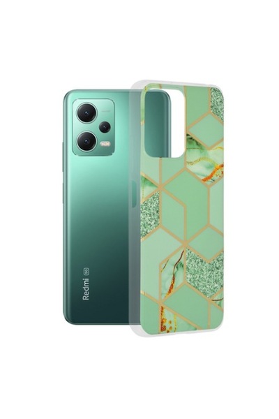 OEM Θήκη για Xiaomi Redmi Note 12 5G / Poco X5, σειρά Techsuit Marble, πράσιν...