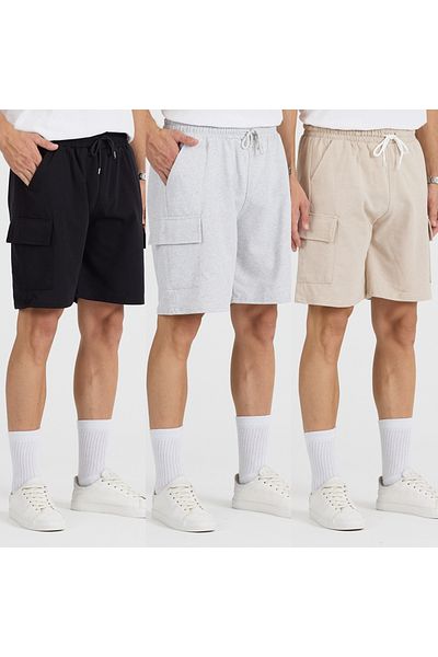pandy Unisex 3-Piece Cargo Pocket Fit Shorts
