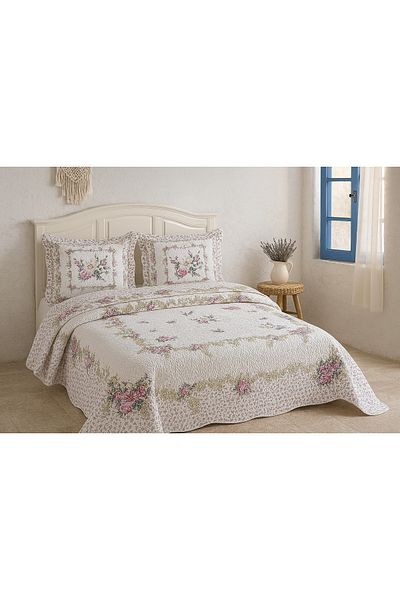 Evimcim Double Bedspread Set 250X260 cm Soft Texture with 2 Pillowcases Modern Design