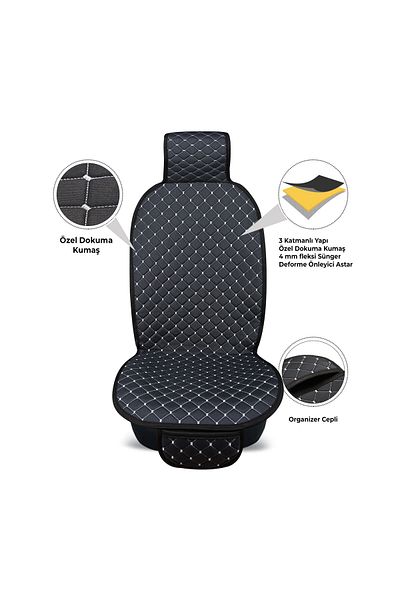 Mega Oto Market Blackdot Series Anti-Sweat Woven Fabric Auto Seat Protector Cover Front and Rear Seat Suit