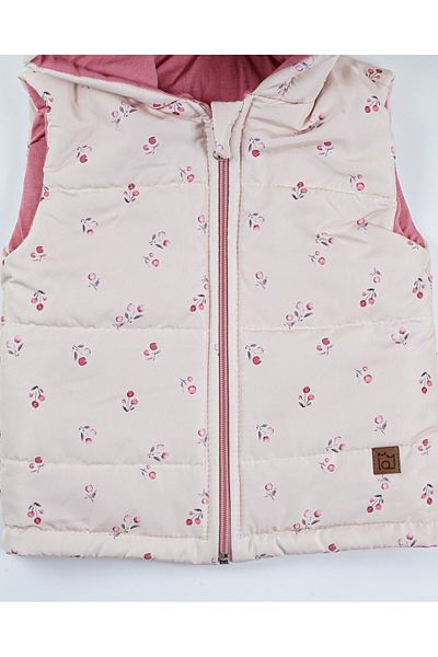 Baby Minty Flower Patterned Hooded Children's Vest