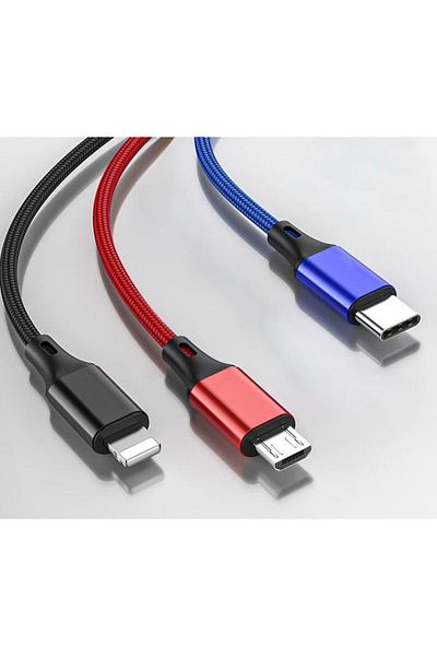 ZERO SPACE شاحن محمول 3 في 1 كابل شحن للهواتف المحمولة التي تعمل بنظام Android Type-c متعدد الوظائف USB سحب واحد T