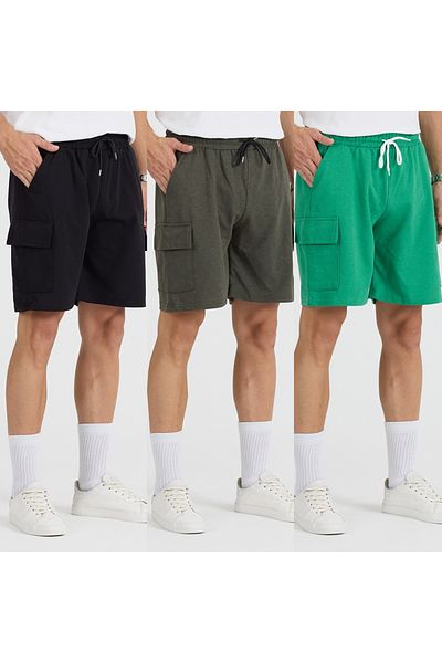 pandy Unisex 3-Piece Cargo Pocket Fit Shorts