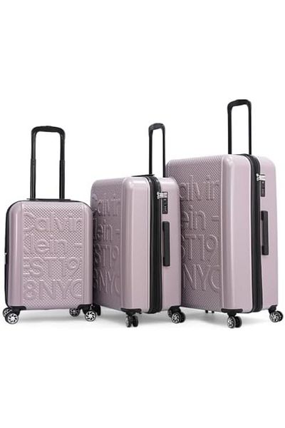 Calvin Klein EST. in NYC Hard Luggage Lightweight Spinner Suitcase with TSA Lock (Purple Dove, Set o